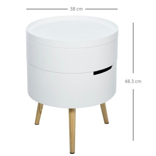 Wyld Haus Rivizi Wooden White Round 3 Tier End Table With Hidden Storage Compartments