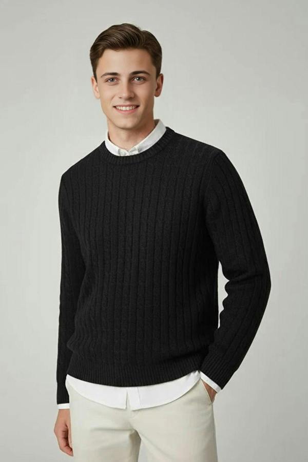 WOVCOR Crew Neck Thick Knit Men's Sweater