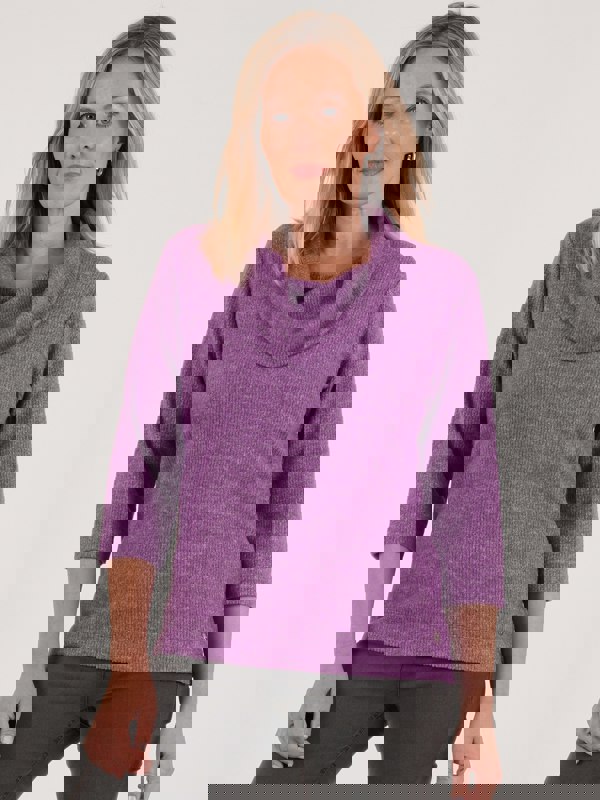 PennyPlain Ribbed Cowl Top - Amethyst