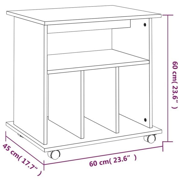 Berkfield Rolling Cabinet Grey Sonoma 60x45x60 cm Engineered Wood