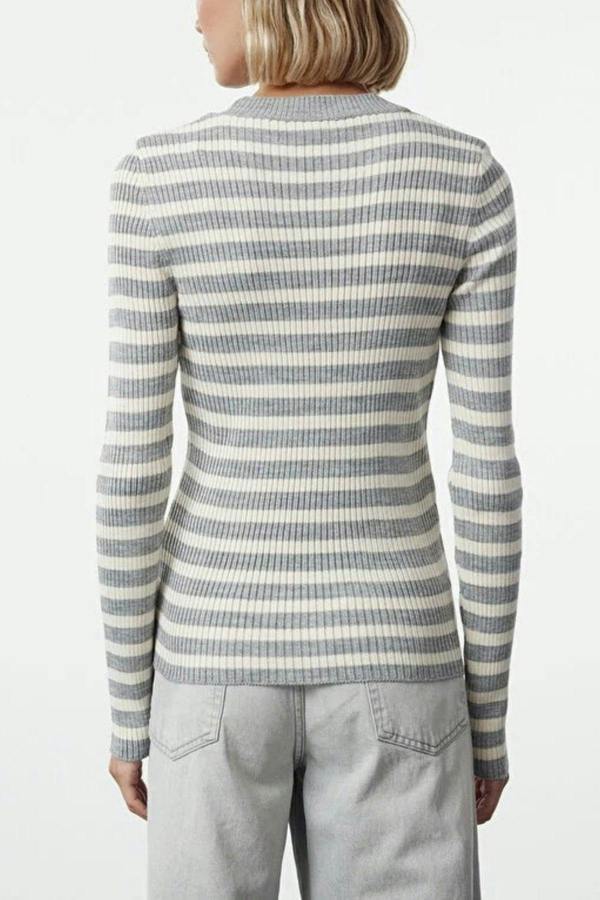 WOVCOR Basic Striped Knit Sweater
