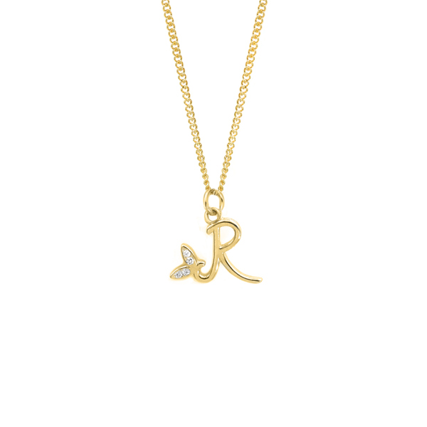 Say It With Dainty Winged Initial Charm Necklace - Sterling Silver