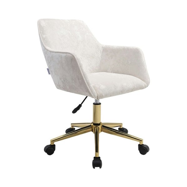 Velvet Upholstered Home Office Swivel Task Chair with Flared Arms Armchairs Living and Home