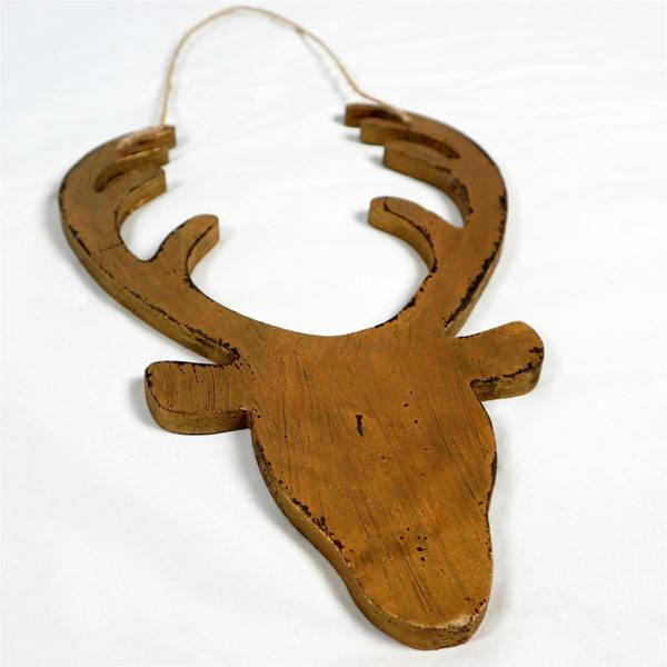 26cm Golden Wooden Hanging Deer Head Christmas Wall Decoration for Home and Office Displays image 3