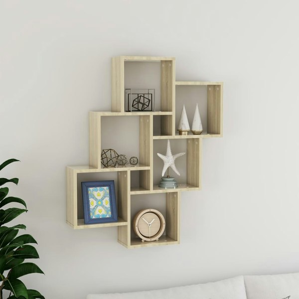 Berkfield Wall Cube Shelf Sonoma Oak 78x15x93 cm Engineered Wood