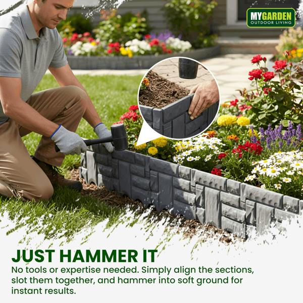My Garden Outdoor Living My Garden Lawn Edging 12 Pack-3.12 Meter Interlocking Garden Borders & Lawn Edging-Decorative Edge Fencing for Paths & Lawns