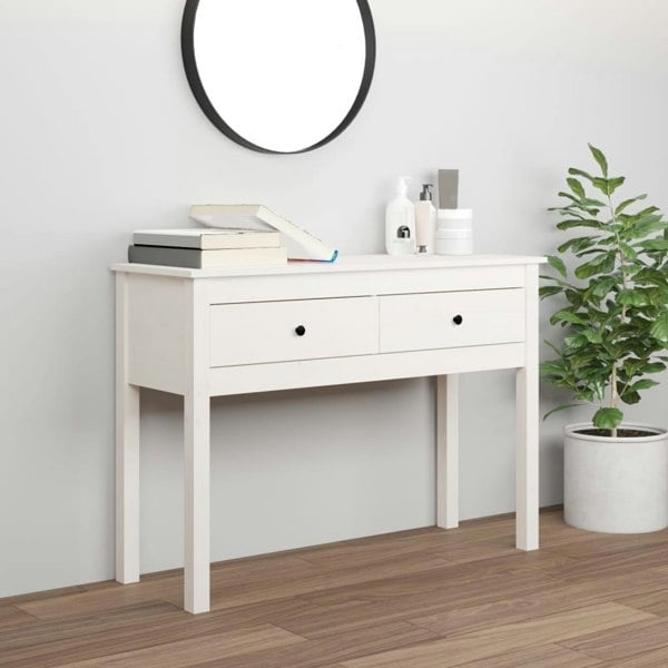 Berkfield Console Table White 100x35x75 cm Solid Wood Pine