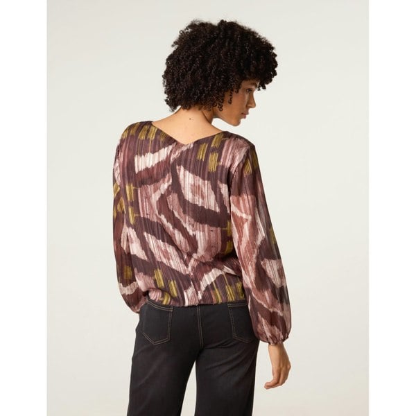 Blue Vanilla Tie Knot Metallic Chiffon Blouse