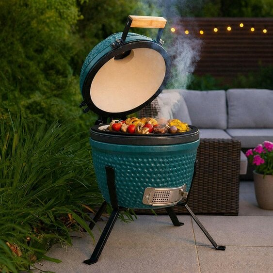 Neo Teal Blue Kamado 13" Ceramic Mini BBQ Grill