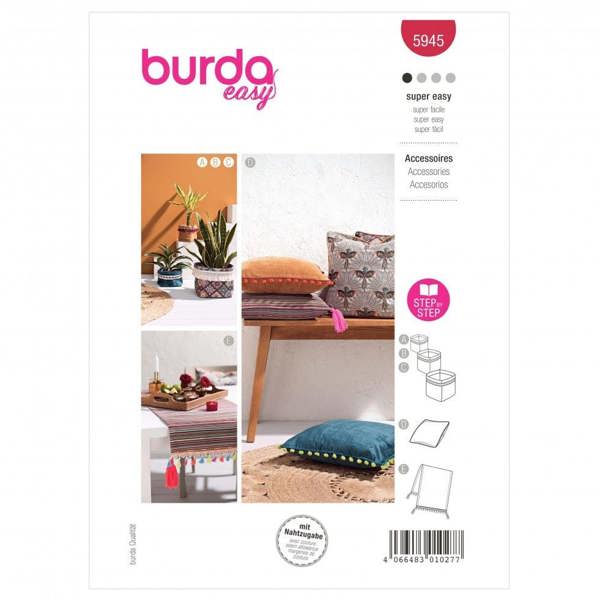 Burda Sewing Pattern 5945 Cushions and Accessories , S-M-L - Easy