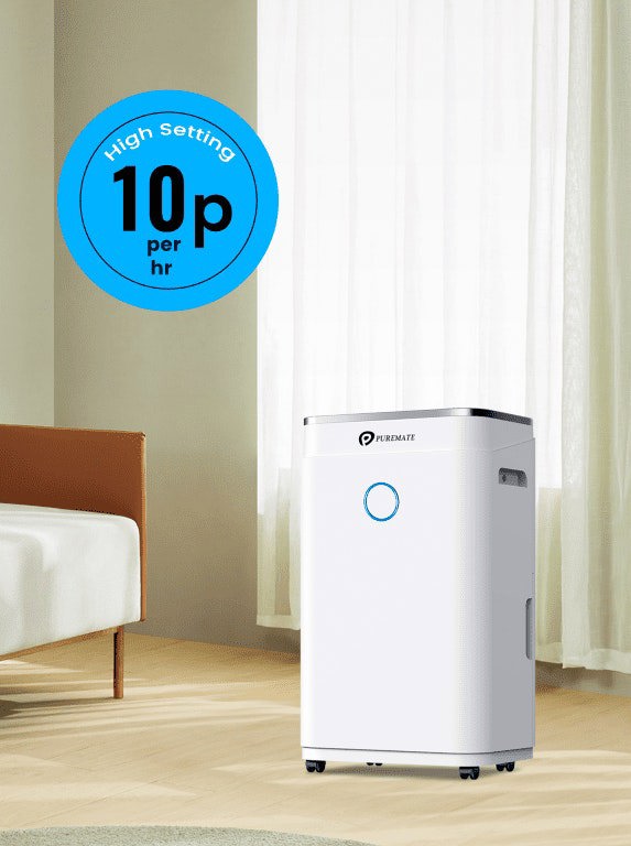 PureMate 20 Litre Dehumidifier with Ioniser, Continuous Drainage Hose and Sleep Mode