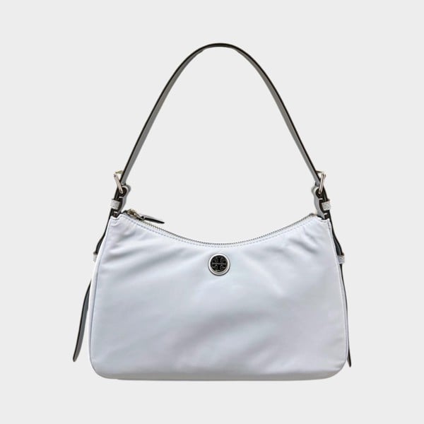 Tory Burch Nylon Zip Top Shoulder Bag Morning Blue
