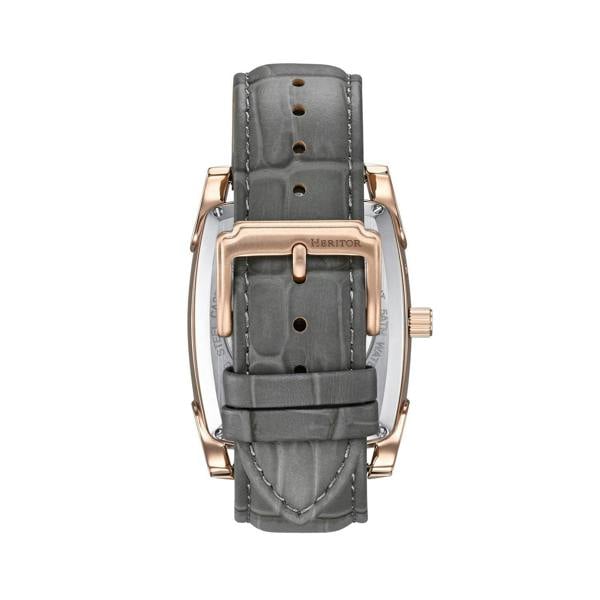 Heritor Automatic Valentin Leather-Band Watch w/Date - Rose Gold/Grey - HERHS4406