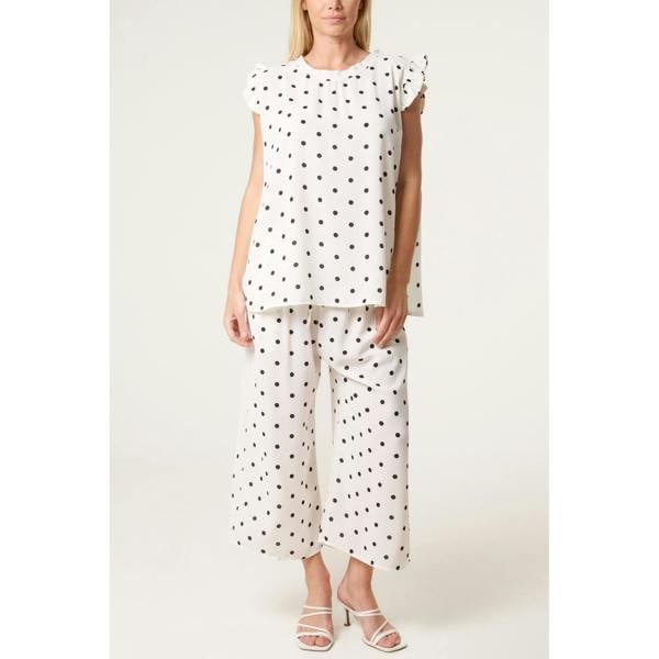 Blue Vanilla Polka Dot Two Piece Set