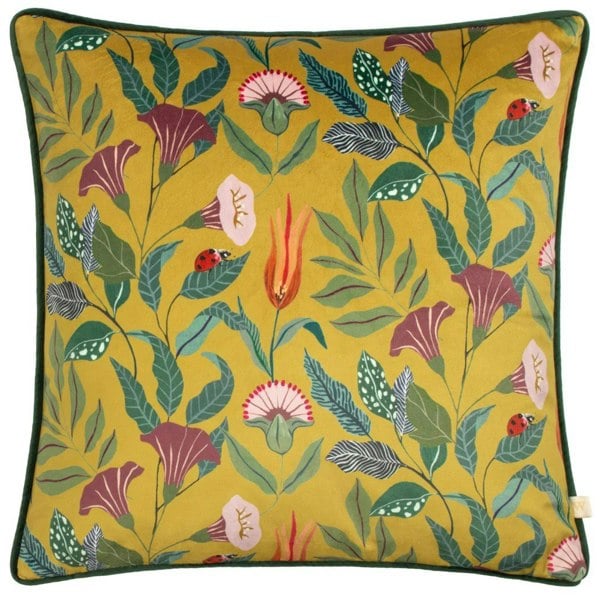 Wylder Wild Garden Columnaris Velvet Piped Cushion Cover - Multicoloured