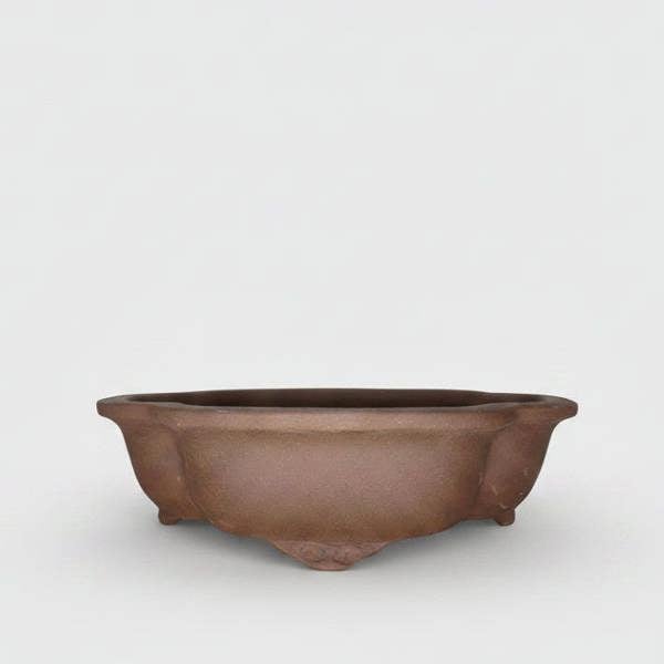31cm Unglazed Bonsai Pot Oval | 31cm x 25cm x 9cm | Floral | Brown - Yorkshire Bonsai