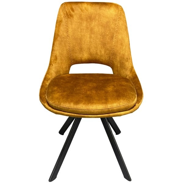 IH Design Mustard Velvet Swivel Dining Chair (Set of 2)