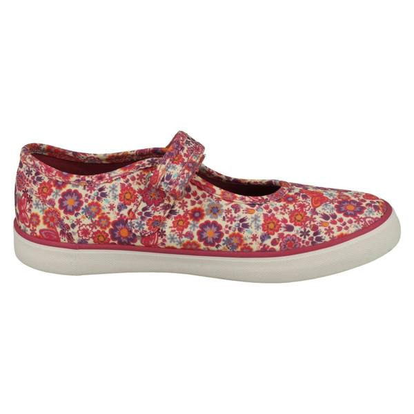 Start-rite Girls Startrite Floral Detailed Mary Jane Canvas Shoes Busy Lizzy