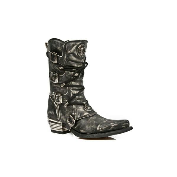 New Rock Men's Grey Dallas Leather Boots- M.7993-S3