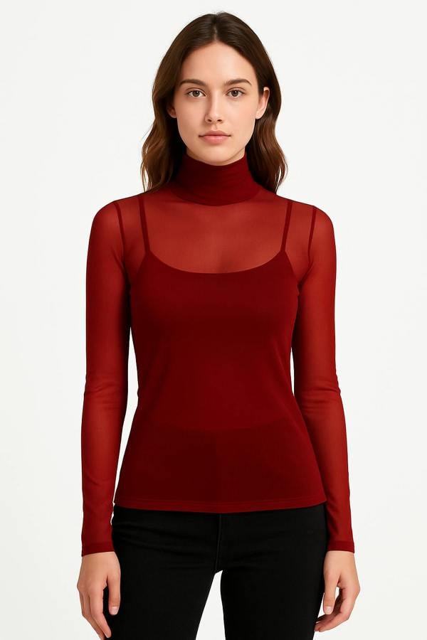 BALOU Translucent Fitted Top Red