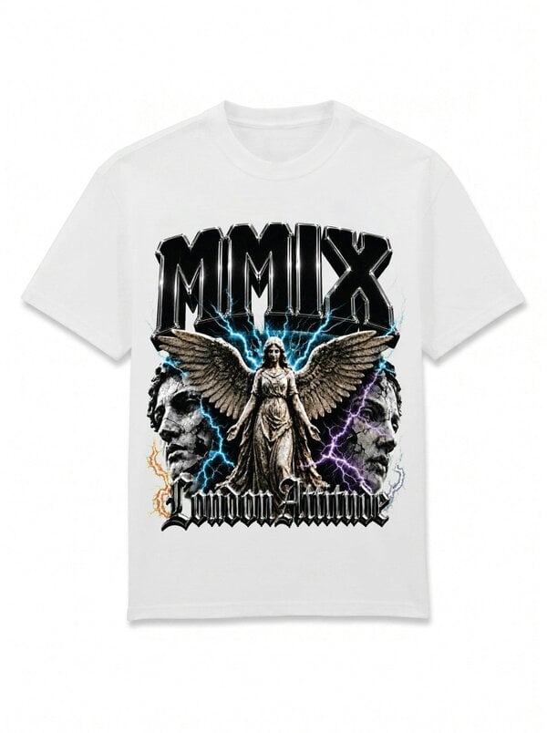 London Attitude Oversized Heavyweight Angel Graphic T-Shirt