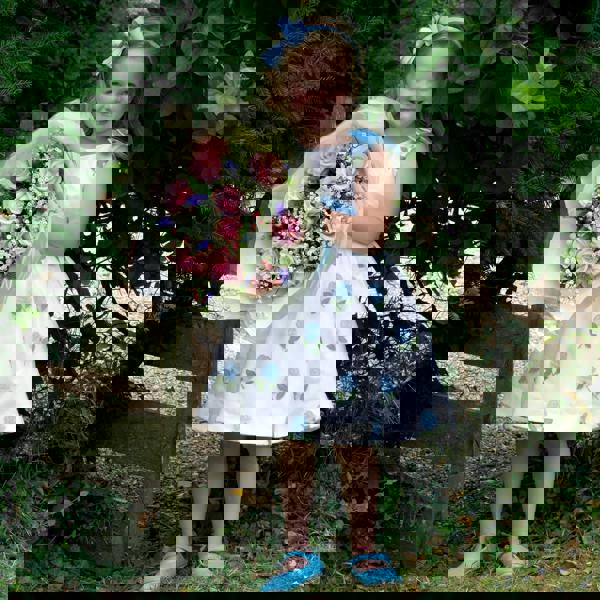 Rachel Riley Blue Rose Embroidered Organza Dress