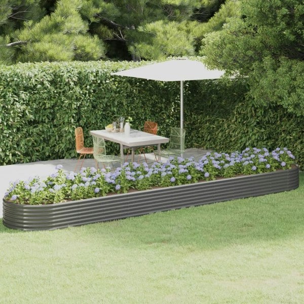 Berkfield Garden Raised Bed Powder-coated Steel 507x100x36 cm Grey