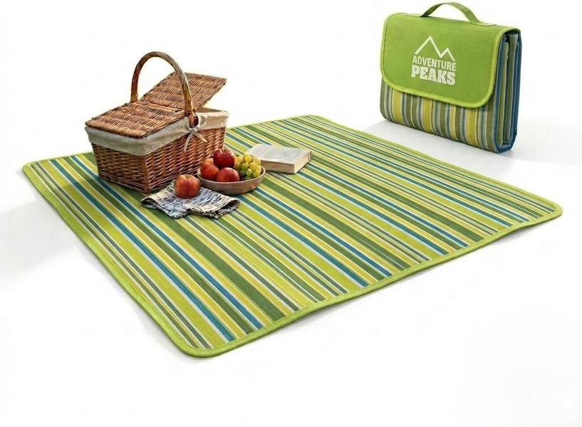 ADVENTURE PEAKS Picnic Blanket 200x200cm – Foldable Picnic Mat with PVC Water Resistant Backing - Portable Beach Blanket