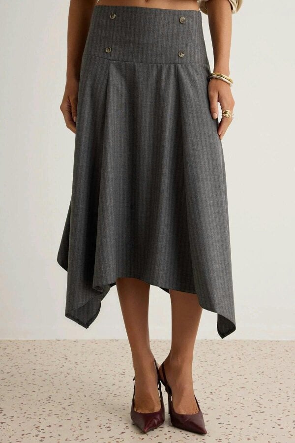 WOVCOR Asymmetric Midi Skirt