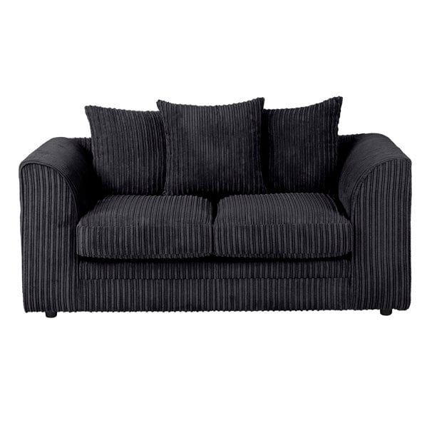 SQUAREBOXX Dylan Jumbo Cord 3+2 Seater Fabric Sofa in Black