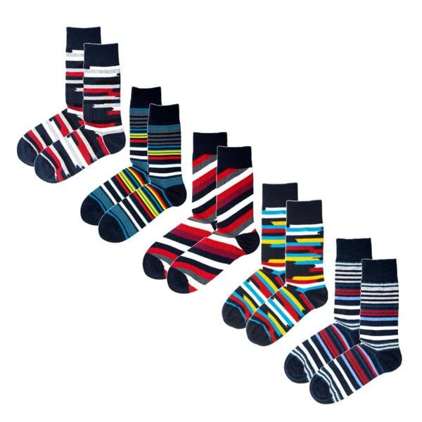Jemsox 5-Pack Multi Stripe Socks – Organic Cotton Crew