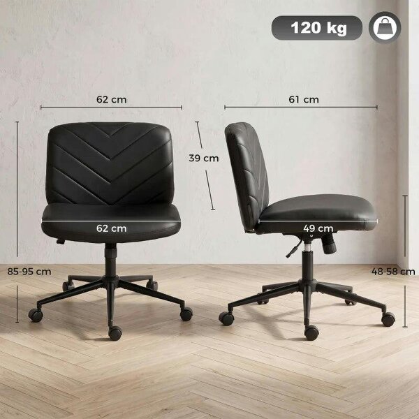 Home Office Desk Chair Height Adjustable Swivel Chair Cross Legged Wide Seat Swivel Wheels Black