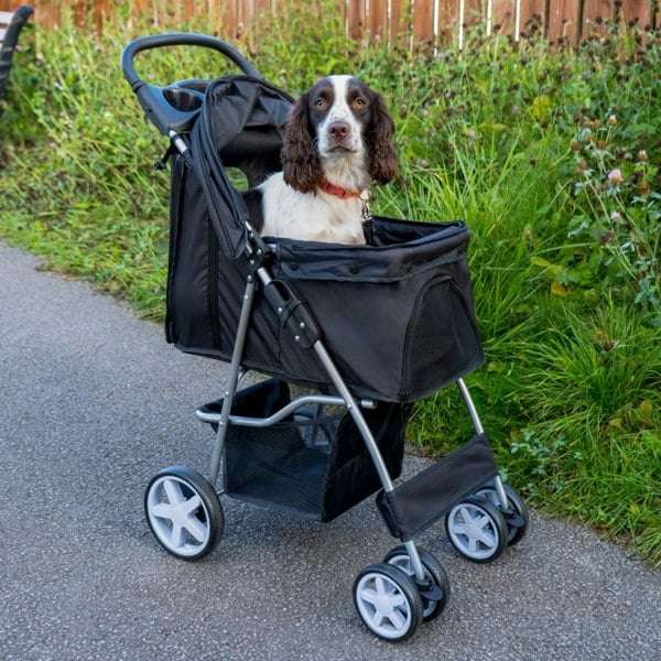 Monstershop Pet Stroller with Rain Cover – Black