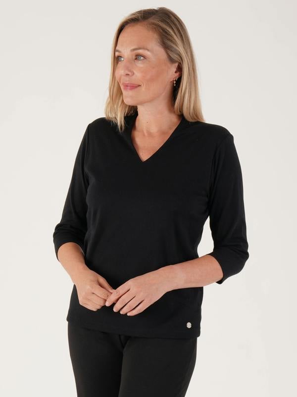 PennyPlain High Back V-neck Top - Black