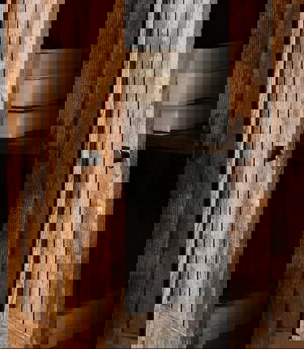 Modcraft Industrial Storage Cabinet with Slat Door and Adjustable Shelves - Rustic Brown