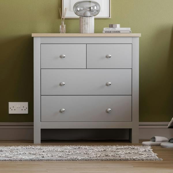 Vida Designs Arlington 2+2 Drawer Chest, Grey