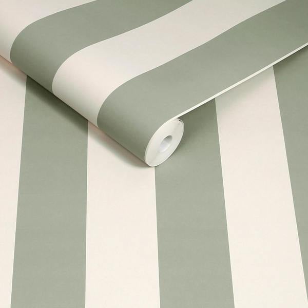 Cath Kidston Canopy Stripe Wallpaper | Sage