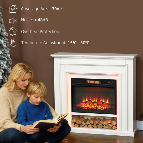 Bobobiy 4777 BTU Multicolour LED Electric Fireplace - White