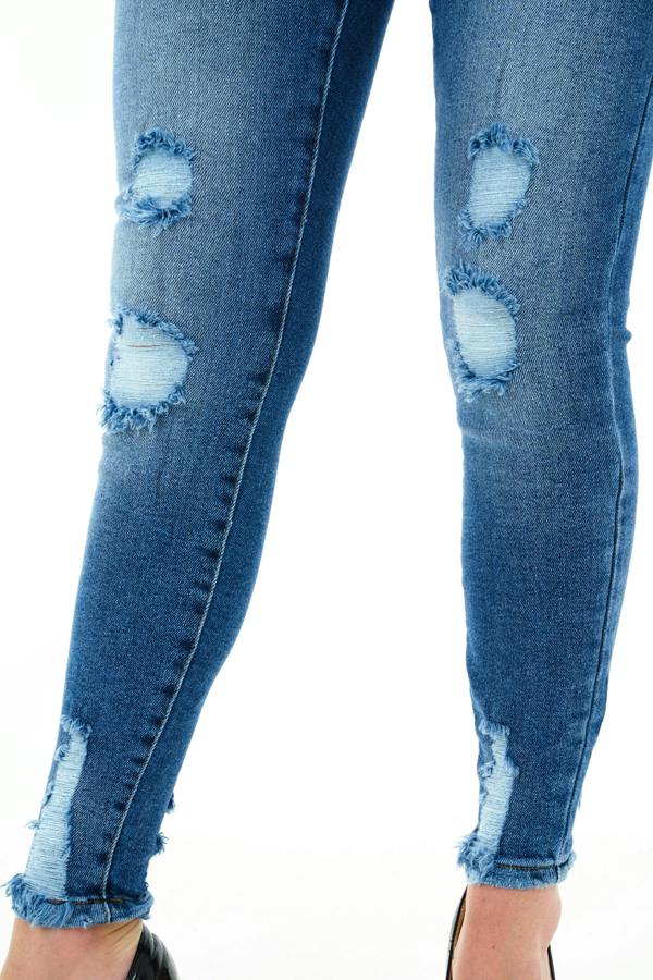 Smart Living Classic Stretchy Ripped Skinny Fit Denim Jeans - Dark Blue