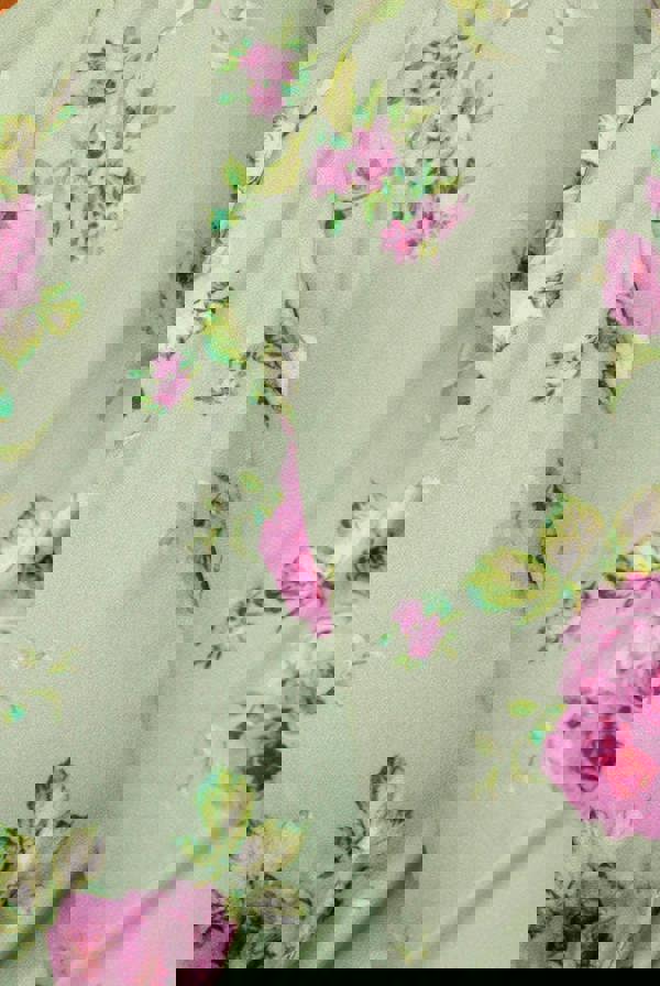 Floral Printed Flared Sleeve Midi - Sage Green DR4345