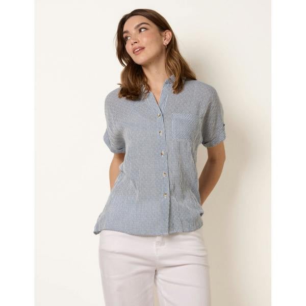 Blue Vanilla Stripe Button Front Shirt
