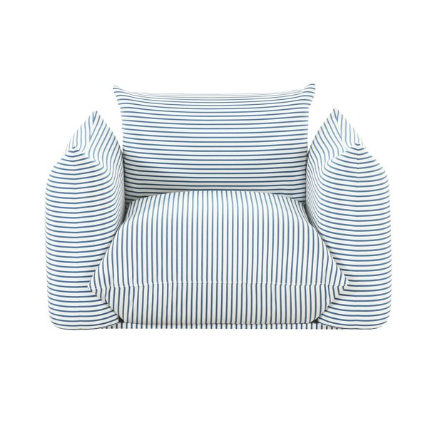 Furniture Edit Saint Tropez Pearl and Blue Striped Stuffed Outdoor Armchair