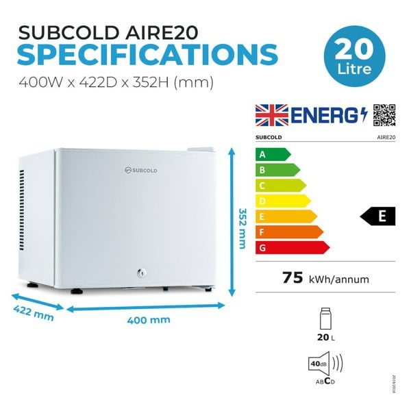 Subcold Aire20 LED Mini Fridge - White