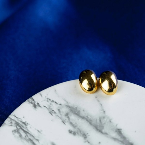 The Colourful Aura Silver Gold Solid Oval Half Ball Irregular Everyday Geometric Studs Earrings