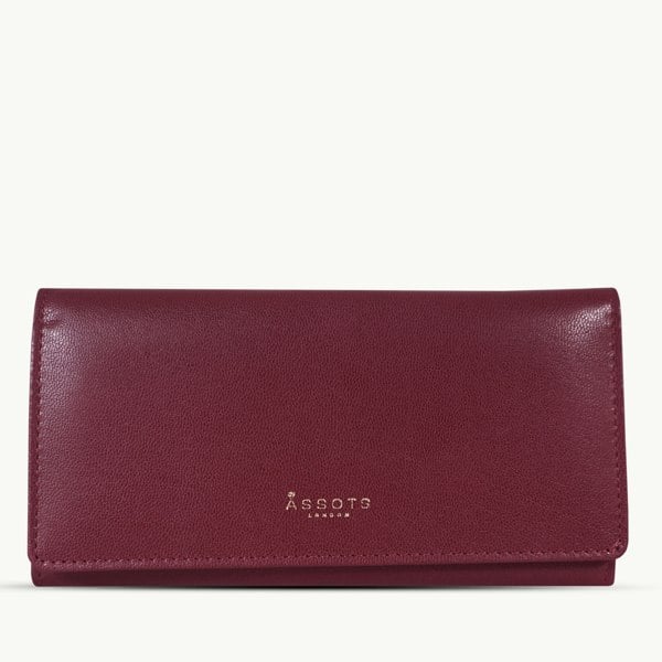 Assots London 'CLAIRE' Chilli Pepper Red Polished VT Vintage Leather Flap Over Purse