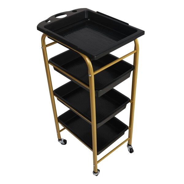 HYGRAD BUILT TO SURVIVE 4-Layer Barber & Salon Storage Cart, Black & Gold | HYGRAD®