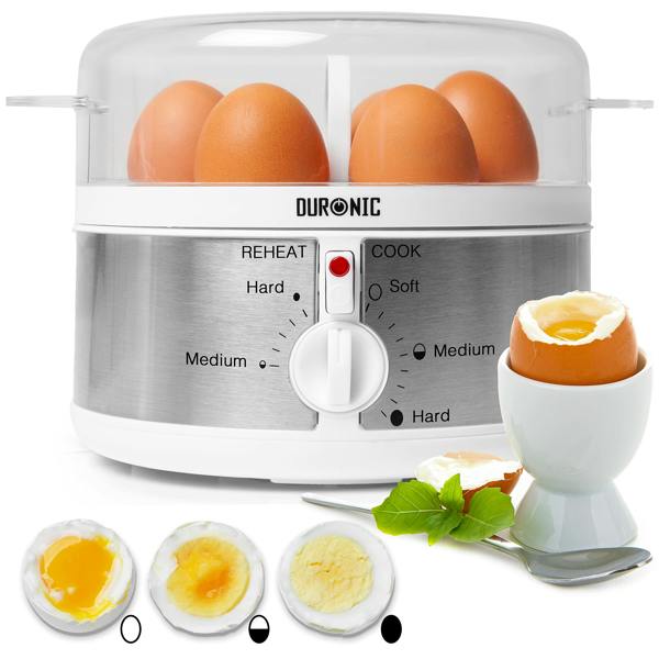 Duronic Electric Egg Boiler EB35 WE Steamer for Eggs 350W Automatic Egg Boiler Electronic Omelette Maker Poacher for 7 Soft, Medium & Hard Boiled Eggs
