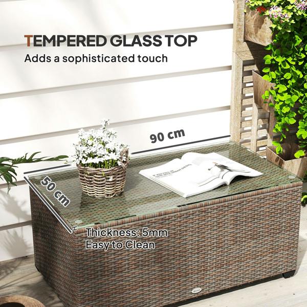 Wyld Haus Pata Rattan Brown Rattan Outdoor Coffee Table Glass Top