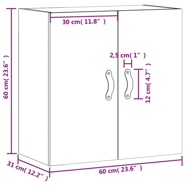 Berkfield Wall Cabinet Sonoma Oak 60x31x60 cm Engineered Wood