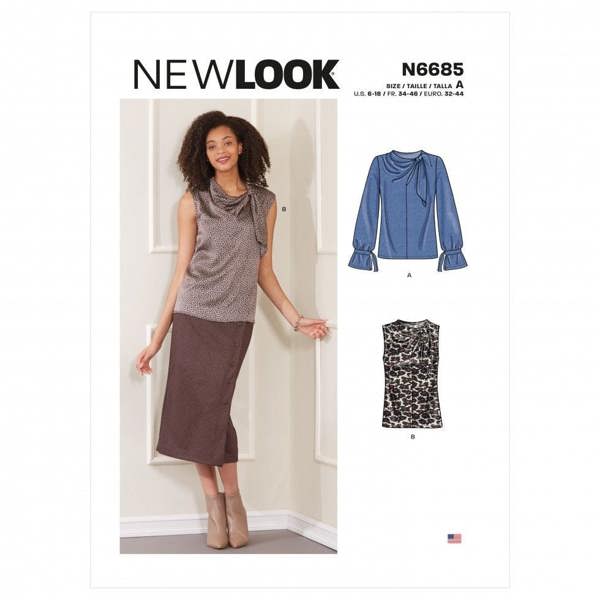 New Look Sewing Pattern 6685, Tops for Women, A (6-8-10-12-14-16-18) - Intermediate